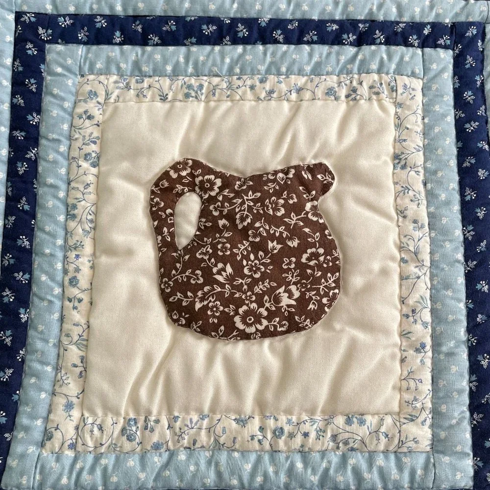 Vintage Handmade Patchwork Baby Children Blanket Crib Quilt Cat Balloon Rain